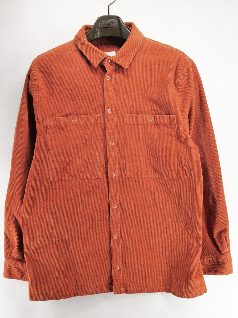 Kotn Corduroy Shirt Jacket Mens Large Rust Orange Long Sleeve Overshirt Button